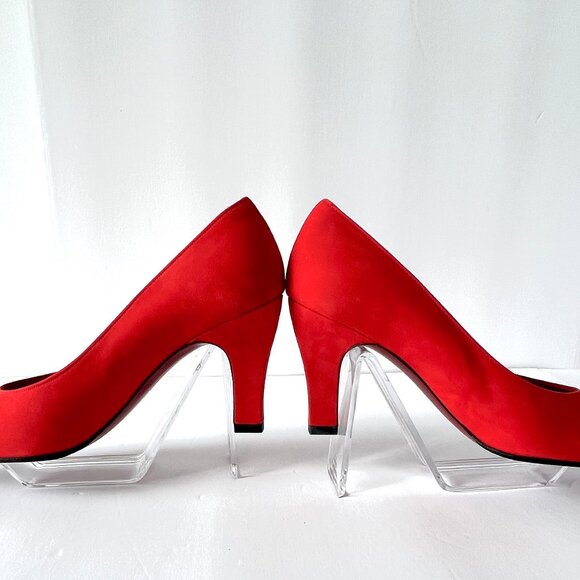Vintage Charles Jourdan Paris Red Suede Heels, Size 8, Never Worn, EC! - Picture 6 of 14
